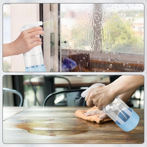 Rionisor Glass Spray Bottles - 16 oz Refillable Containers with Silicone Sleeve | Adjustable Nozzle for Hair & Cleaning Solutions - Blue