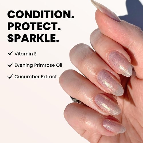LONDONTOWN Shimmer Nail Highlighter - Iridescent Finish Nail Polish Treatment, Vegan & Cruelty-Free, Sunkissed Gold Pink - 0.40 fl oz