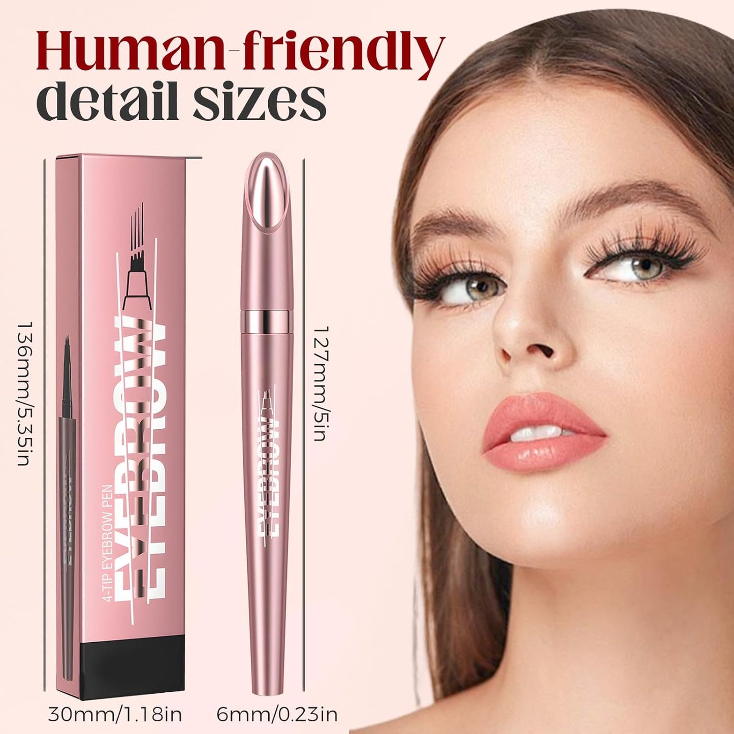 Skiennix Microblading Eyebrow Pen - 4-Tip 3D Waterproof Pencil for Natural Contouring | Black