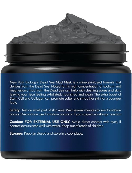New York Biology Dead Sea Mud Mask - Spa Quality Pore Refiner with Stem Cell & Collagen | 4 oz for Oily Skin