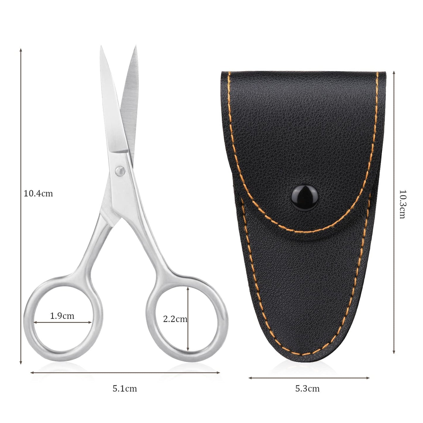 URAQT Cuticle Scissors with Leather Pouch, Manicure Scissors Kits Nail Scissors Sharp Curved Professional Stainless Steel Manicure, Grooming Scissors for Eyebrow, Mustache, Dry Skin - Nail Scissors