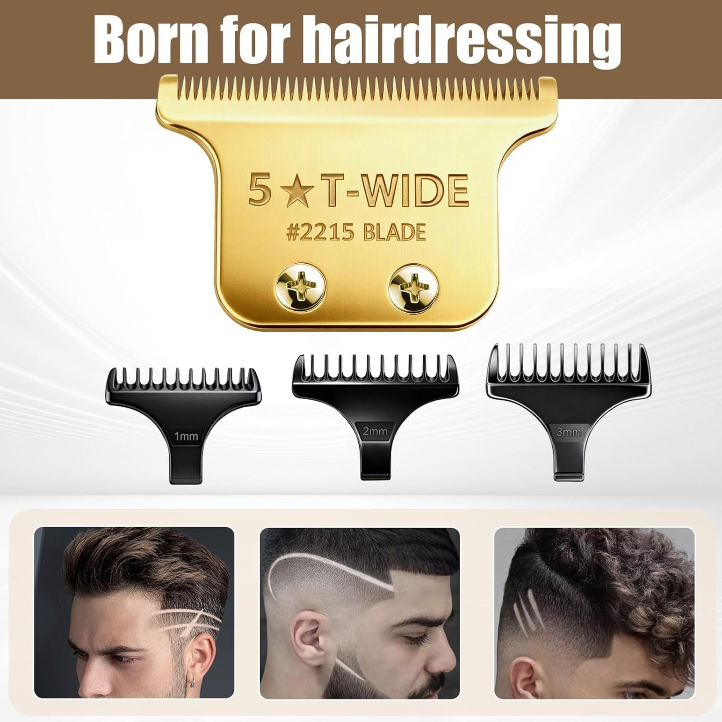 Wahl Professional 2215 T Wide Blades - Adjustable Trimmer Blade for 5 Star Series 8081 & 8171 | Gold Finish