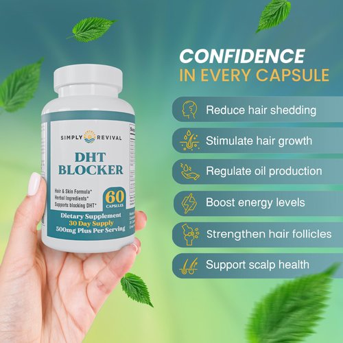 Simply Revival DHT Blocker for Men & Women – Saw Palmetto Herbal Supplement for Hair Growth – Supports Regrowth, Reduces Shedding, Strengthens Hair & Scalp – 60 Capsules