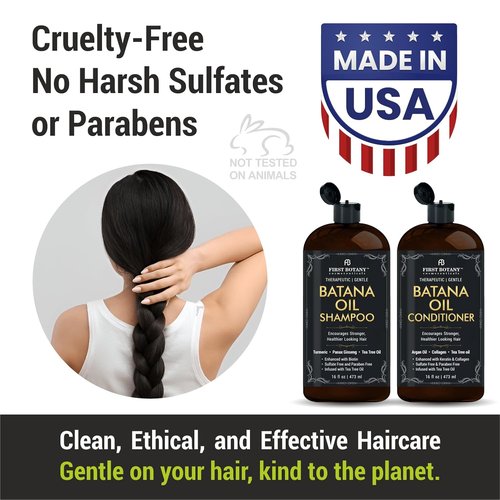 Batana Oil Shampoo & Conditioner | Fights Hair Loss & Dandruff - Sulfate Free - 16 fl oz x 2