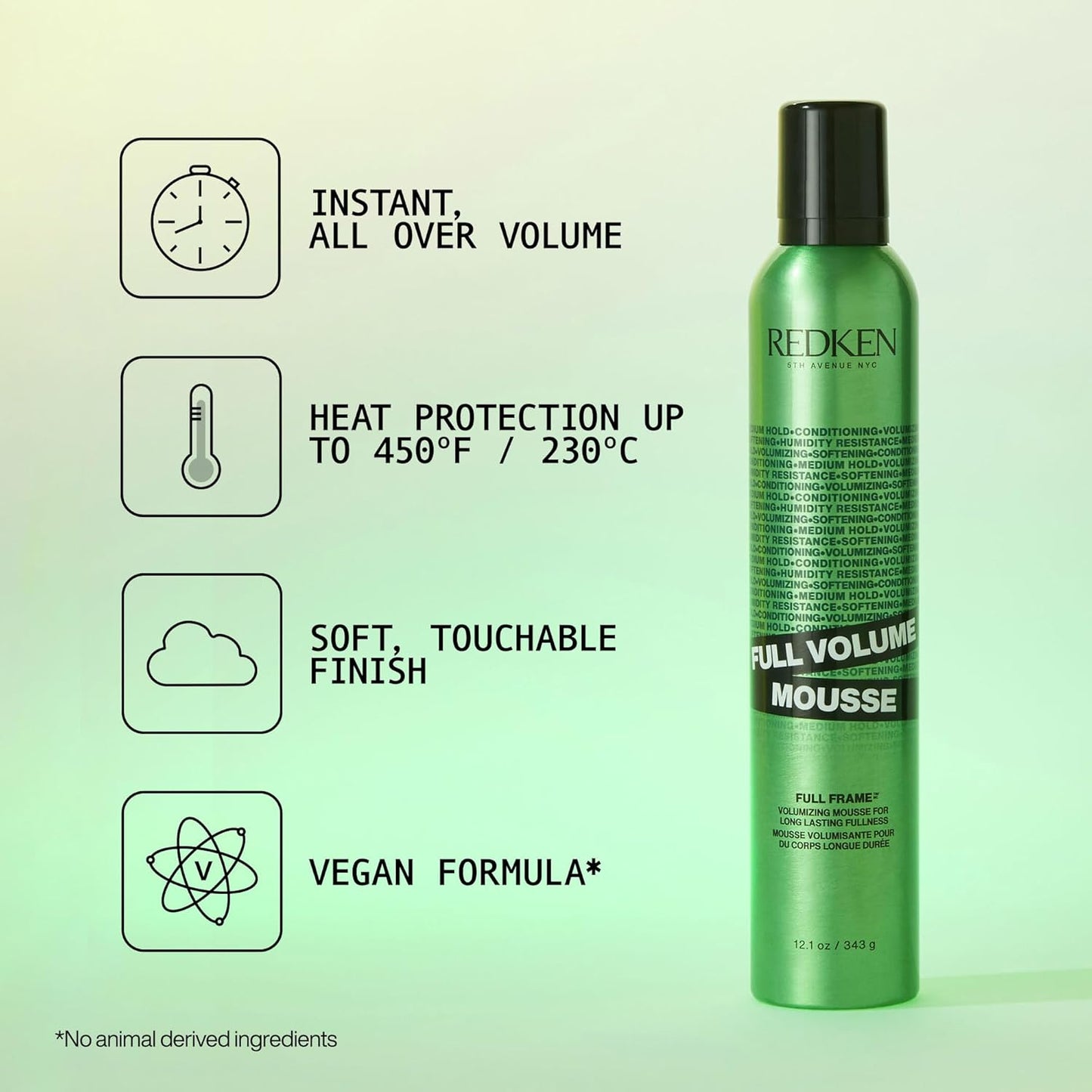 Redken Full Volume Mousse For All Hair Types - Volumizes and Moisturizes Hair, Protects Against Heat & Damage