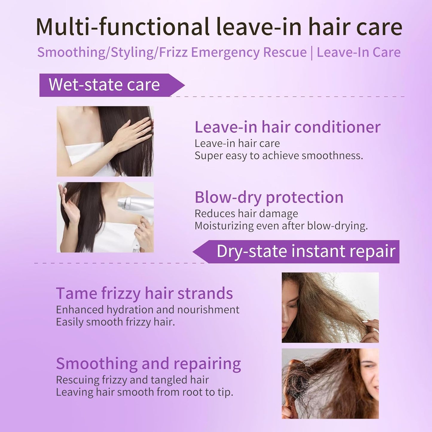 Skiennix Instant Smoothing Leave-In Conditioner - Hydrating Formula for Soft, Frizz-Free Hair