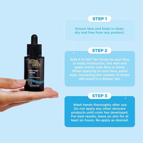 Bondi Sands Hydrating Self Tan Drops - Face & Body Tanning Solution, 2 Shades, 1.01 FL OZ