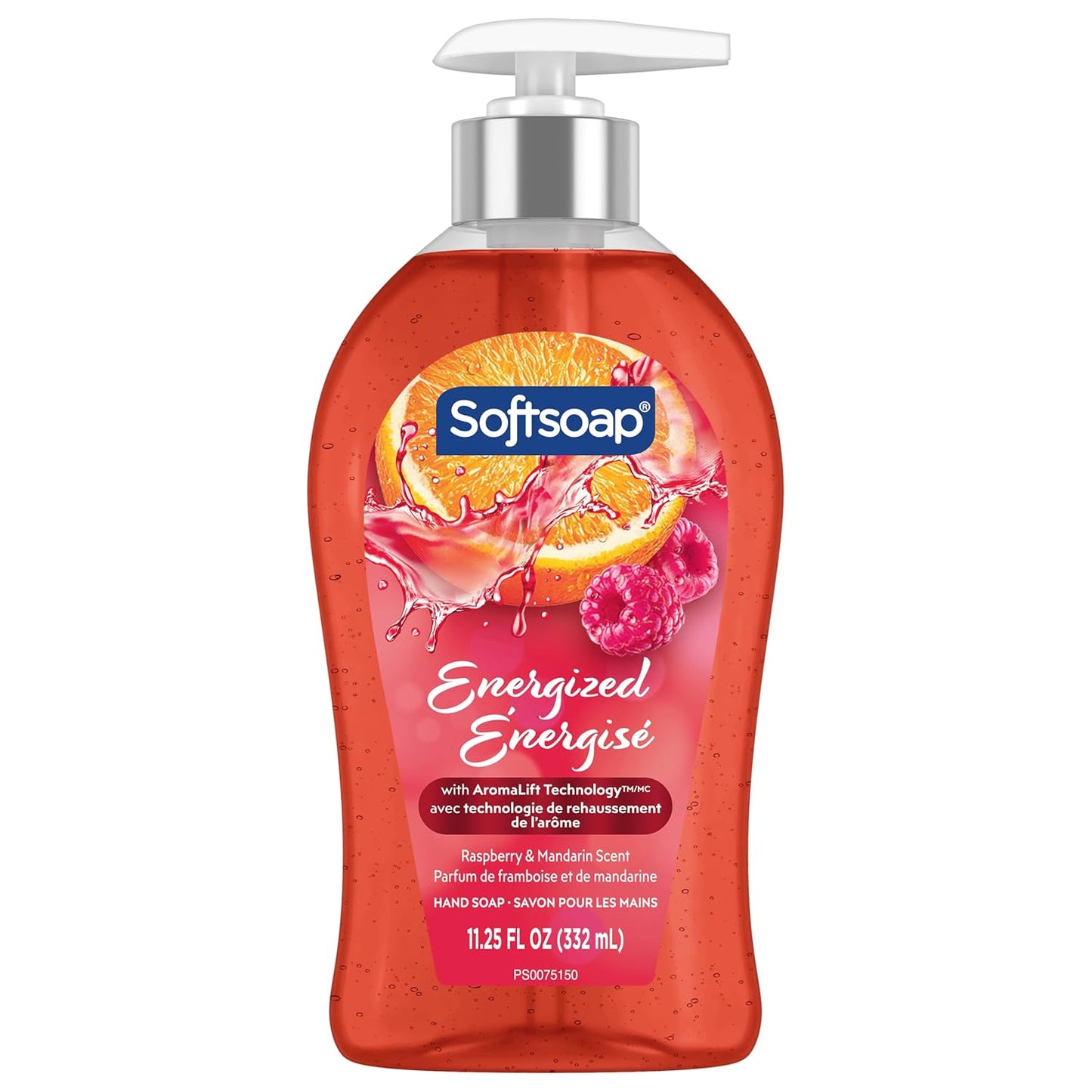 Softsoap Energized Liquid Hand Soap - Paraben Free, pH Balanced, Raspberry & Mandarin Scent | 11.25 fl oz Pump Bottle, 6 Pack