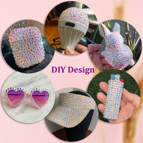 16000Pcs Resin Jelly Rhinestones for Crafting, Transparent AB Flatback Gems, Bedazzling Crystal with 3Pcs 10ml B7000 Jewelry Glue for DIY Crafts Clothing Tumblers Shoes Fabric Nail Art