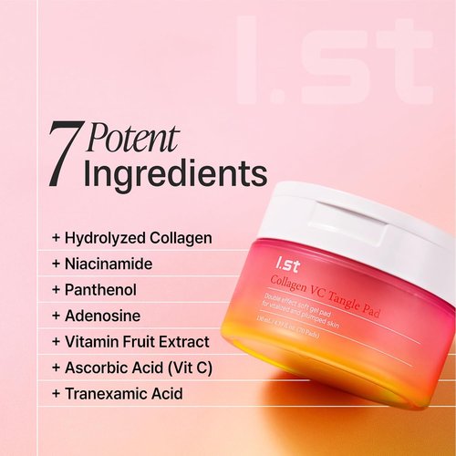 I.st Collagen VC Bounce Pad - Hydrating Toner Pads for Pore Refining | 70 Count, Ideal for Sensitive Skin