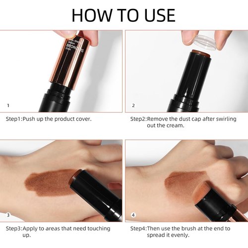 Erinde Cream Contour Bronzer Stick - Blendable Matte Finish for Natural Face Shaping | Waterproof, Long-Lasting, 01 Warm Tone