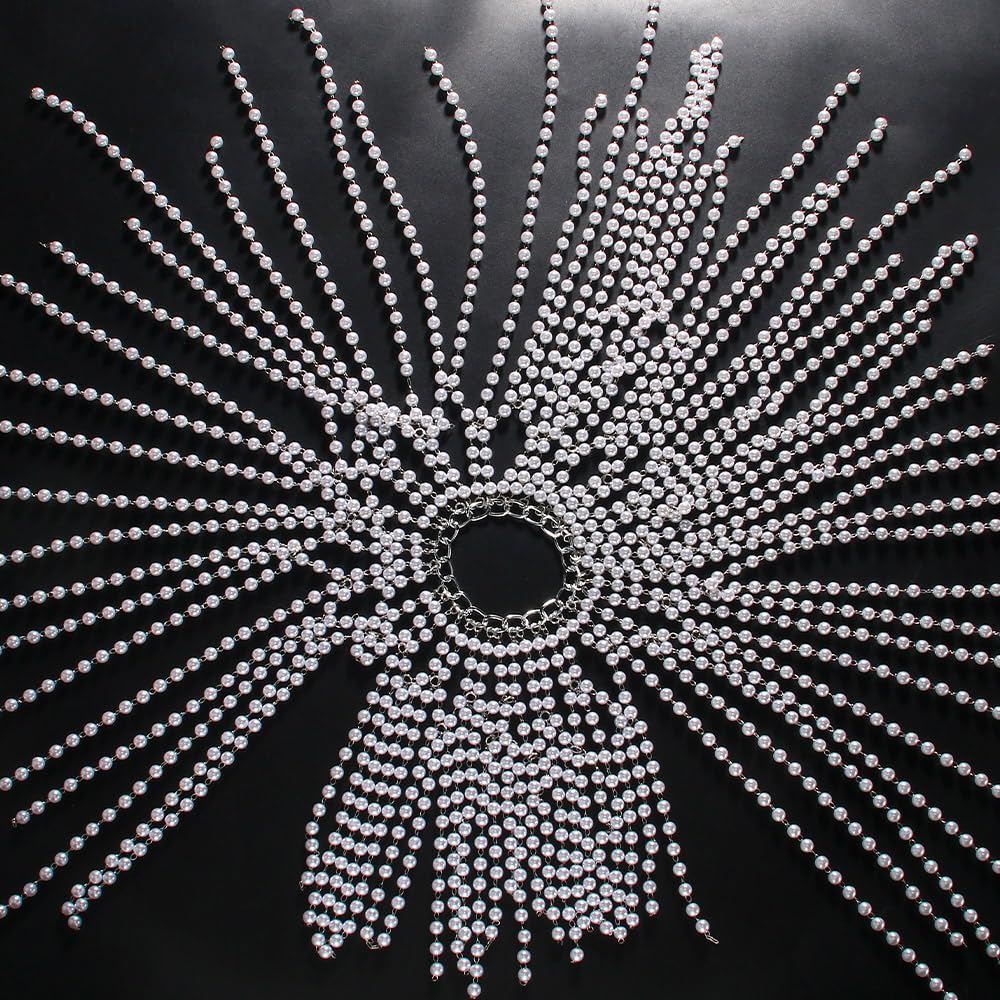 STONEFANS Pearl Headpiece Bridal for Women Roaring 20s Gatsby Pearl Head Chain Jewelry Hair Accessory