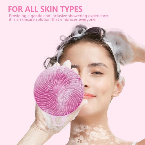 BEAUTAIL 2 in 1 Silicone Brush, Body Shower Scrubber and Scalp Hair Massager Shampoo Brush, Deeply Cleanse Skin, Dandruff Removal and Hair Growth, Gentle for Women Men Sensitive Skin, 1 Pack (Lilac)
