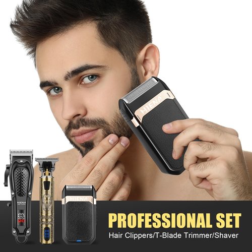 HIENA PRO Hair Clippers for Men - Cordless 3-in-1 Hair Cutting Kit with LED Display & Foil Shaver