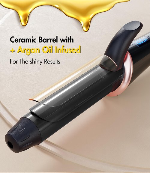 CIVEYA Travel Curling Iron - Mini 1 Inch Dual Voltage Curling Iron with 5 Heat Settings | Ceramic Barrel with Argan Oil
