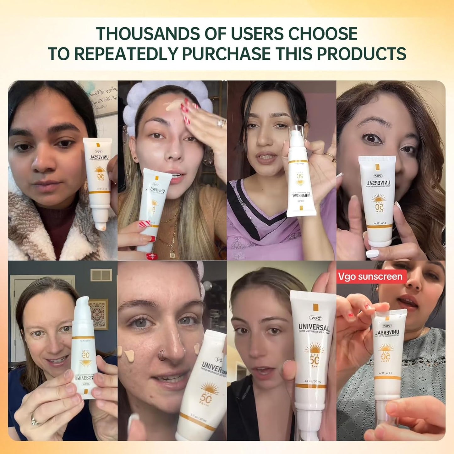 VGO Tinted Sunscreen SPF 50 - Moisturizing Face Sunscreen for Women | Oil-Free, Sweat Resistant, 1.76oz