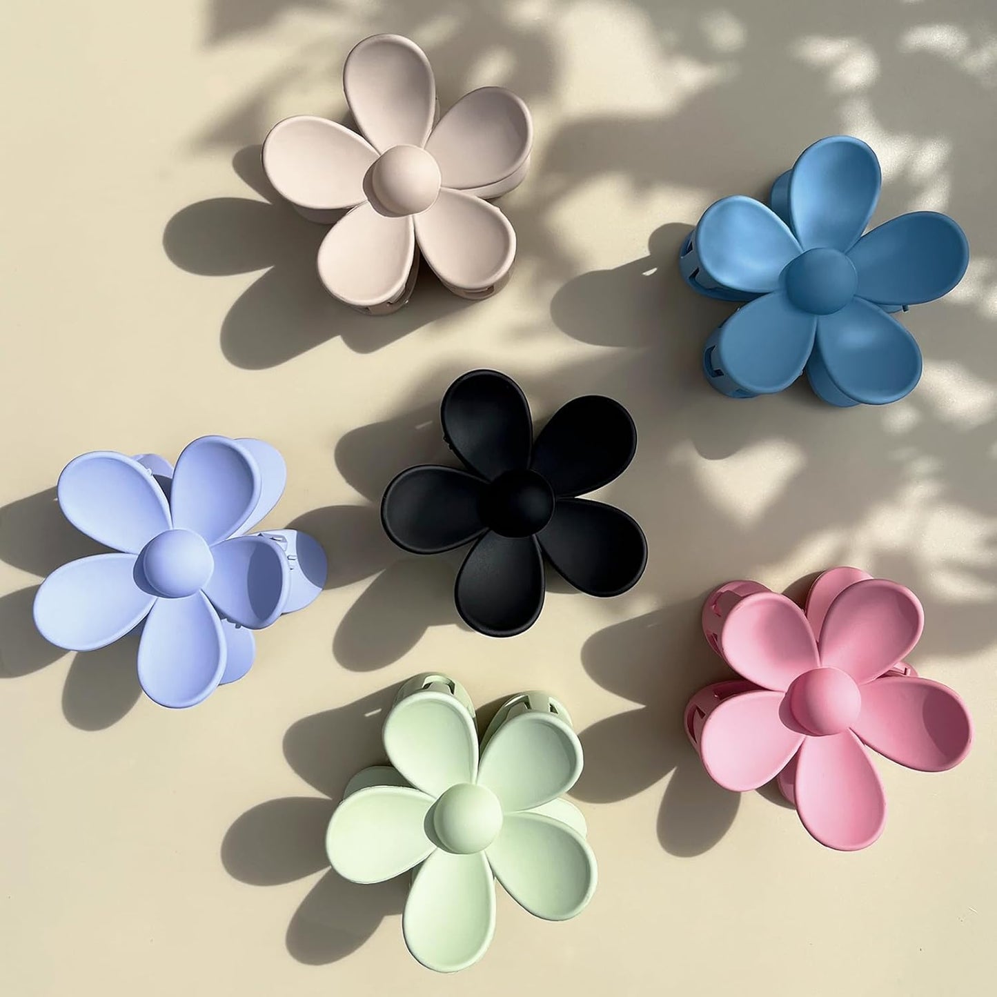Flower Hair Clips 6 PCS Flower Claw Clips Daisy Clips for Women Matte Large Claw Clips Strong Hold Jaw Clamps Hair Accessories for Thick Hair 6 Colors