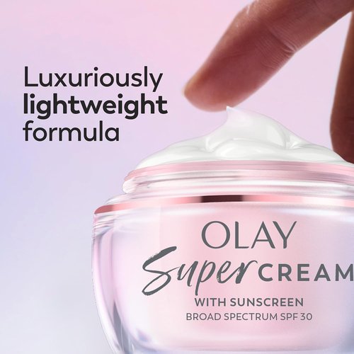 Olay Super Cream - Lightweight Face Moisturizer with SPF 30 | 5-in-1 Skin Care Benefits - 1.7 oz