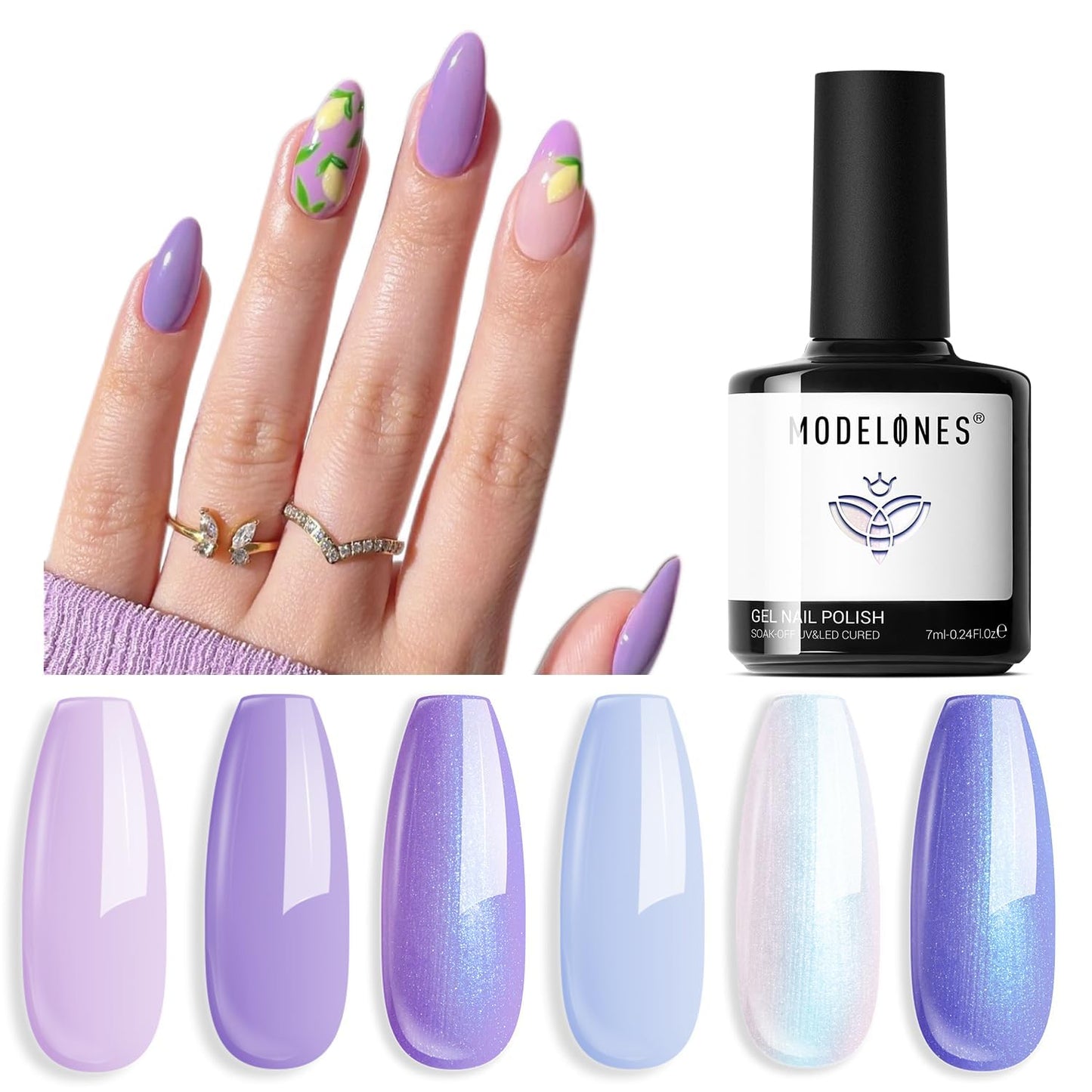 modelones Pink Gel Nail Polish Set, 6 Colors Light Soft Pink White Nude Pink Soak Off Nail Art Gel Design Manicure Kit Salon DIY Home Gift for Women Girlfriend Girl