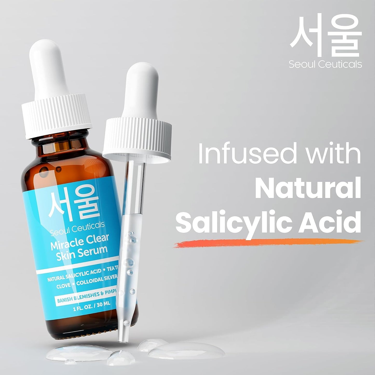 SeoulCeuticals Acne Serum - Rapid Action Skin Care Treatment with Salicylic Acid & Tea Tree | 1oz
