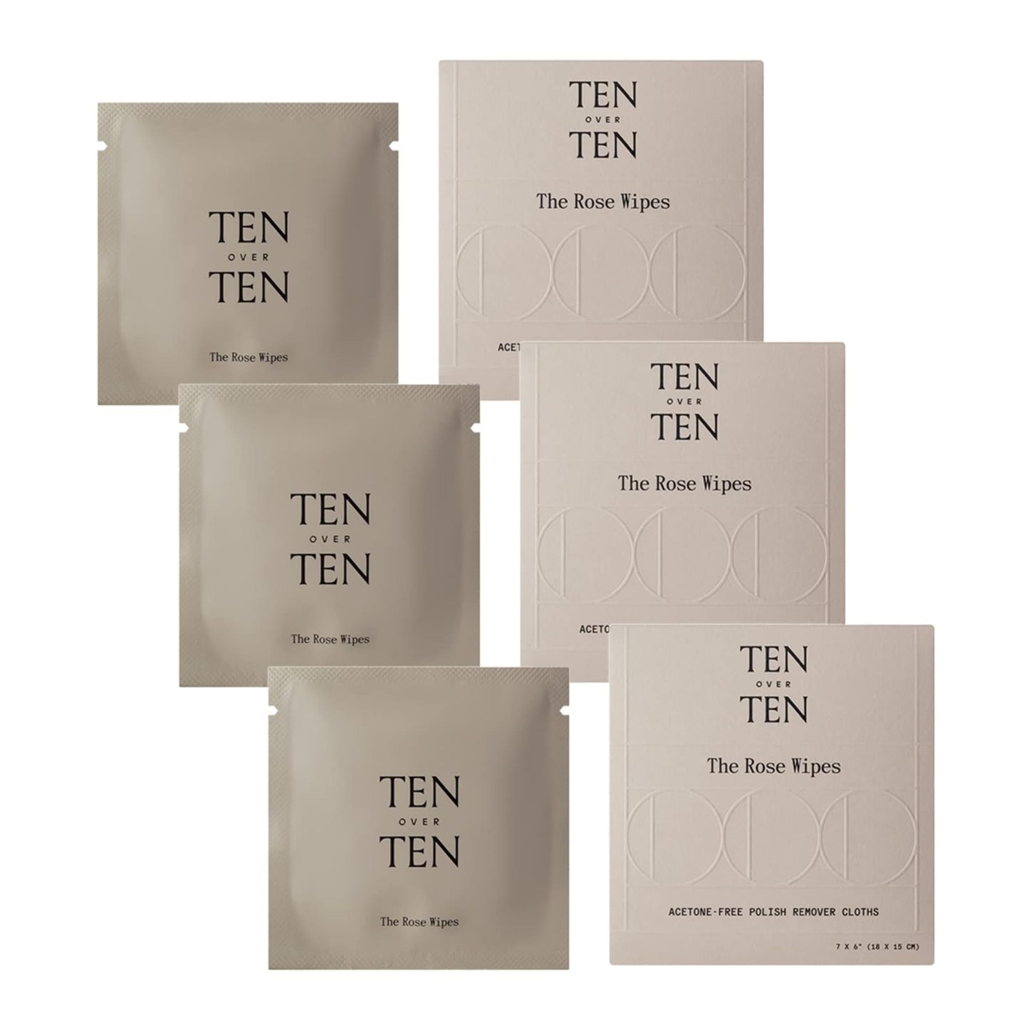 tenoverten - The Rose Wipes Acetone-Free Nail Polish Remover Cloths | Clean, Natural, Non-Toxic Nail Care