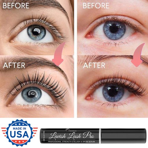 Pronexa Hairgenics Lavish Lash Pro - Professional Eyelash & Eyebrow Growth Serum | 5mL, 6-Month Supply with 20+ Active Ingredients for Fuller Lashes & Brows