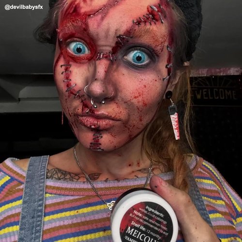 MEICOLY Halloween Coagulated Blood Gel - 30g Fake Blood with Black Stipple Sponge for SFX Makeup