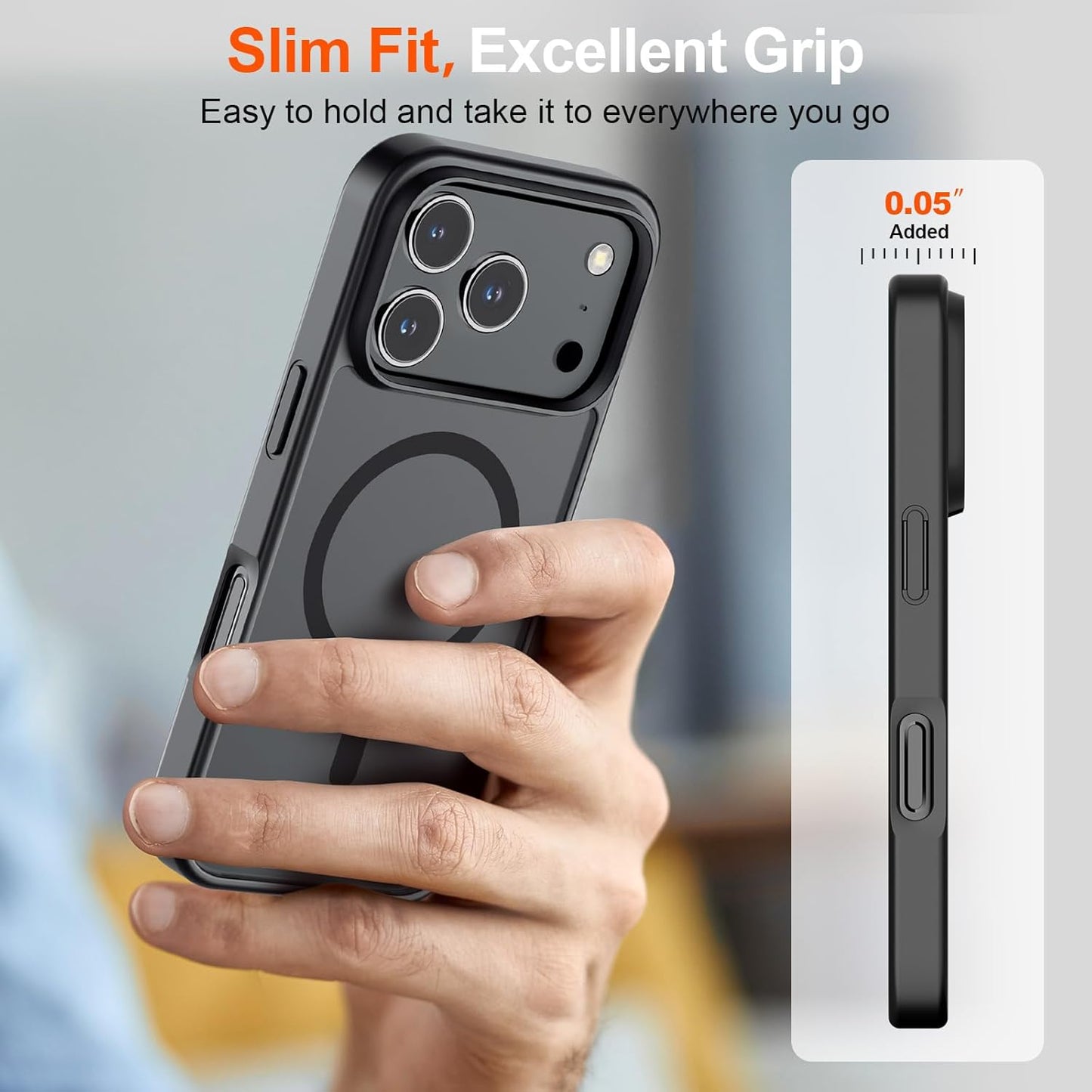 SUPFINE iPhone 17 Pro Max Case - Military Grade Drop Protection | Translucent Matte, Shockproof, Anti-Fingerprint, Black