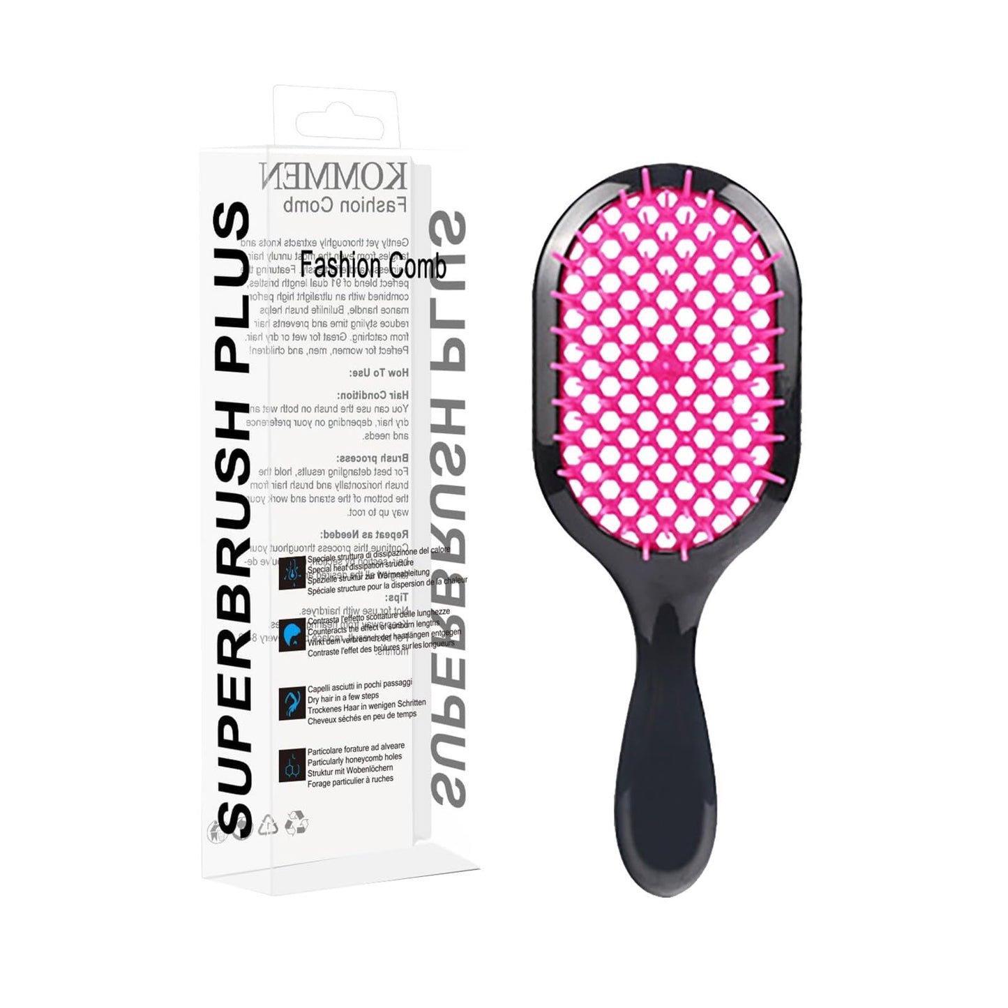 JIEREYAN Bautero Detangling Hair Brush, Wet & Dry Vented Detangling Hair Brush, Scalp Massage Brush Anti Static Hairbrush Brush for Curly Hair Wet and Dry, 1PC Hot Pink