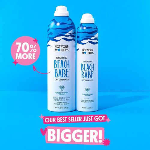 Not Your Mother's Beach Babe Jumbo Dry Shampoo - 2-Pack 12 oz Each | Absorbs Oil & Adds Texture - Toasted Coconut