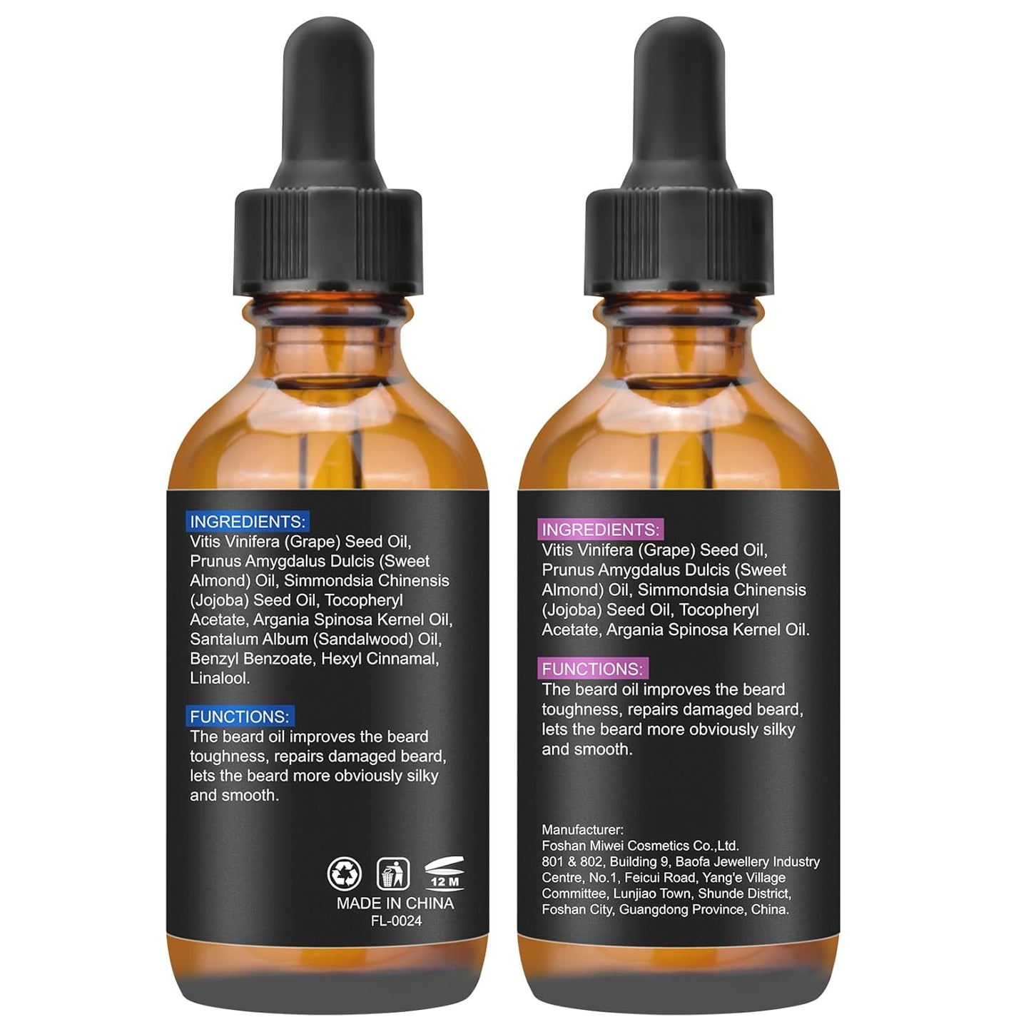 Skiennix Beard Oil for Men - Natural Sandalwood & Unscented Formula | 4 Fl Oz, 2 Pack, Softens & Moisturizes