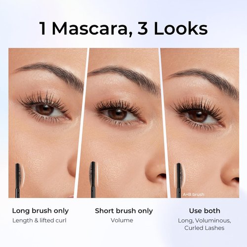 SACE LADY Waterproof Mascara, All-in-Lash Mascara Volume and Length Eyelashes, Smudge-proof and Sweat-proof, Long Lasting Curl, Natrual Black Eye Makeup Gift for Women