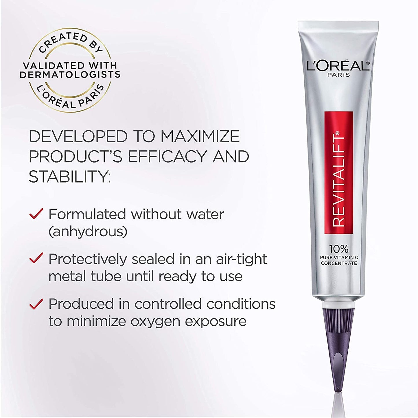 L'Oreal Paris Revitalift 10% Pure Vitamin C Face Serum, Brighter Skin, Reduced Wrinkles, Fragrance Free 1 0z.