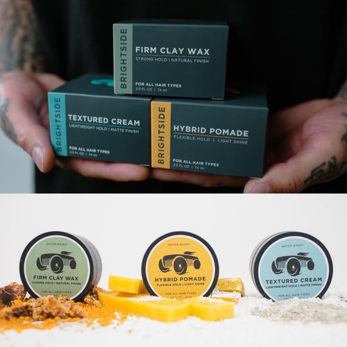 Brightside Firm Clay Wax - Strong Hold with Natural Finish - Water-Based Blend for All Hair Types | 2.5oz