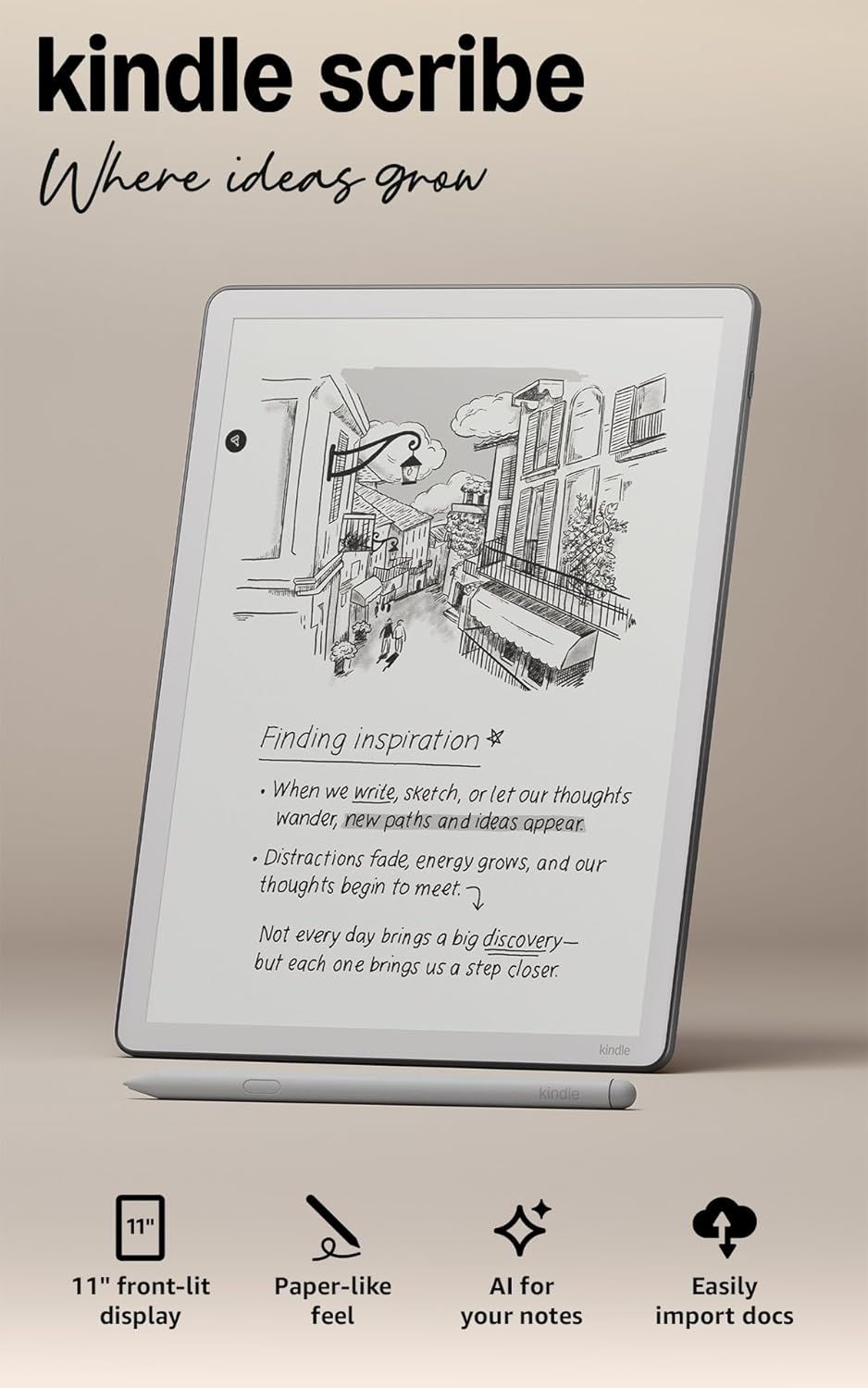 Amazon Kindle Scribe 32GB - 11” Paper-Like Display with Front Light | Thinner, Lighter, Faster - Includes Premium Graphite Pen