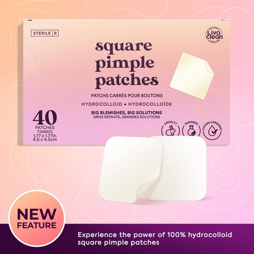 Livaclean 40CT Large Pimple Patches for Face - Big Pimple Patches Large Hydrocolloid Patch for Blemishes - Body Nose Forehead Chin Acne Patch - XL Zit Stickers