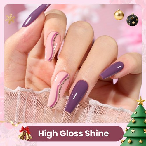 Beetles Purple Gel Polish Set - 6 Color Spring Purple Burgundy Maroon Mauve Plum Gel Polish Kit, Soak Off UV LED Nail Gel for Autumn Manicure Nail Art Gifts for Women
