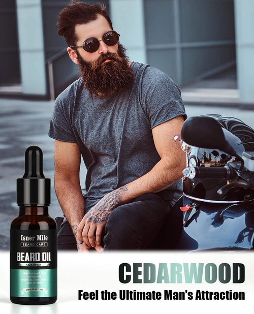 ISNER MILE Beard Oil Kit - 5 Pack Sandalwood, Orange, Cedarwood & Sage - Perfect for Beard Care & Gifts