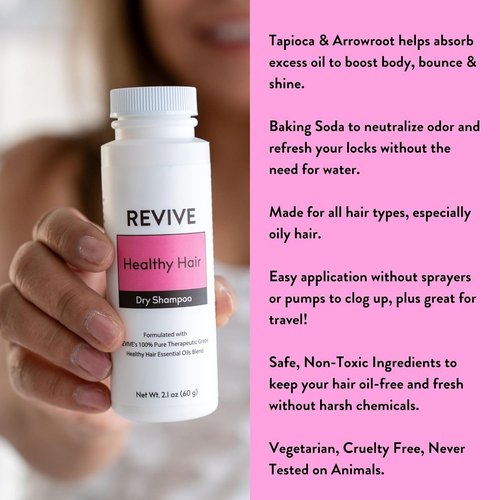 Revive Essential Oils Dry Shampoo Powder - Absorbs Oil, No Residue | Rosemary Scent (2 oz)