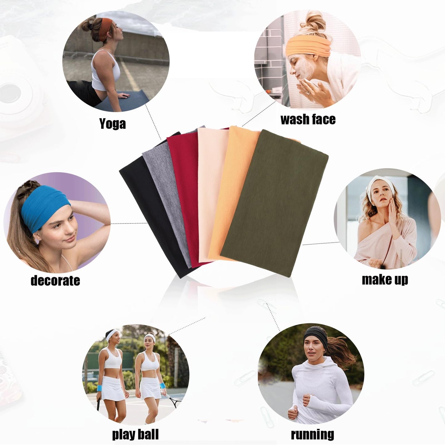 TuTive Extra Wide Headbands for Women Head Bands for Women's Hair Band Stretchy Turban Girls Styling Accessories 6 Pack Skincare Headband Sports Headbands Trendy Head Bands for Women