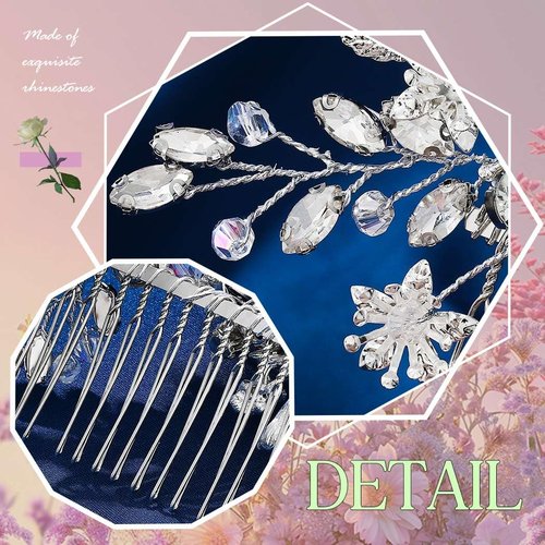 JAKAWIN Bridal Hair Comb - Rhinestone Headpiece for Weddings | Silver Hair Clip for Women