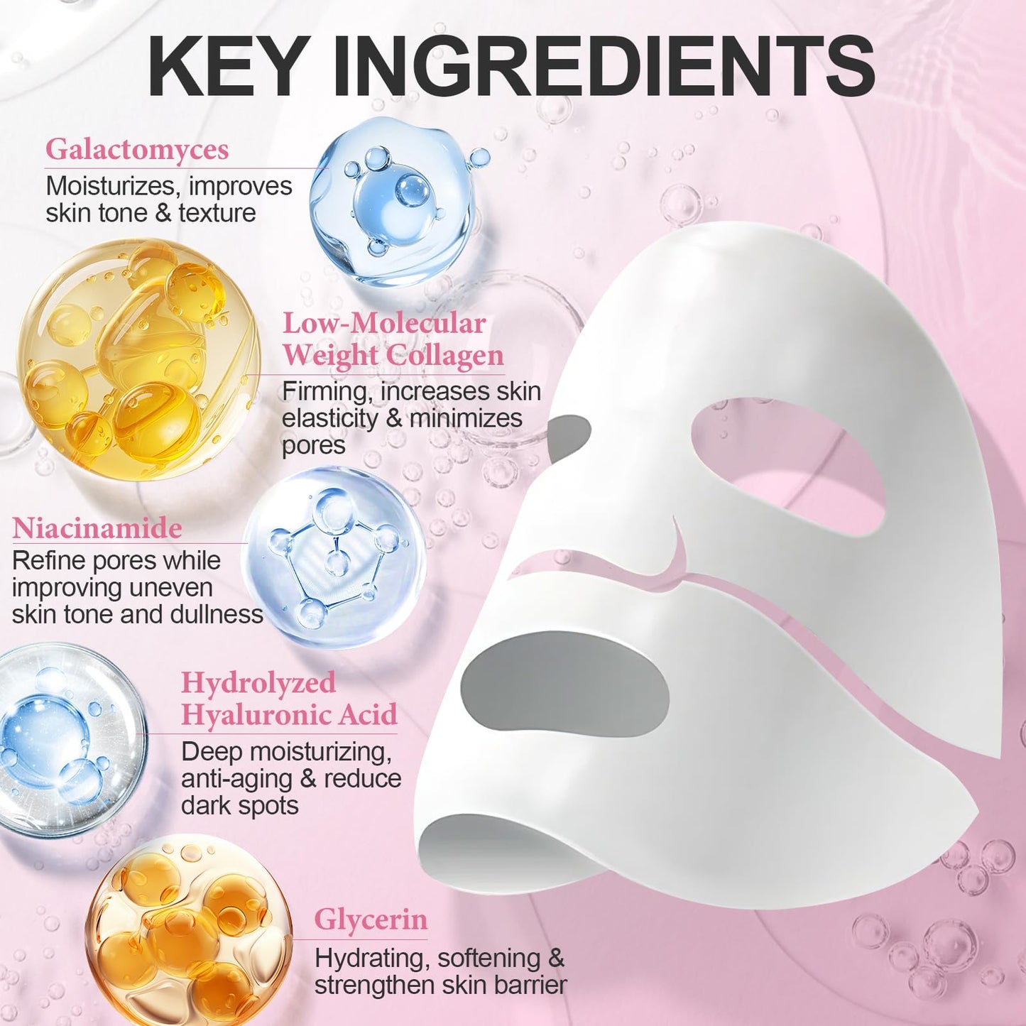 ulluxe Deep Collagen Face Mask, Bio-Collagen Overnight Facial Mask, Hydrating Firming Anti-Aging and Moisturizing, Korean Skincare Masks, Stocking Stuffers for Women & Teen Girls, 37g, 4ea