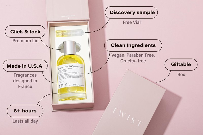 Twist Blossom No.106 - Eau De Parfum Inspired by J. Malone's Nectarine Blossom & Honey Cologne, Long-Lasting Perfume For Women & Men, Paraben Free, Vegan, Unisex, Fragrance - 100 ml | 3.4 fl. oz.