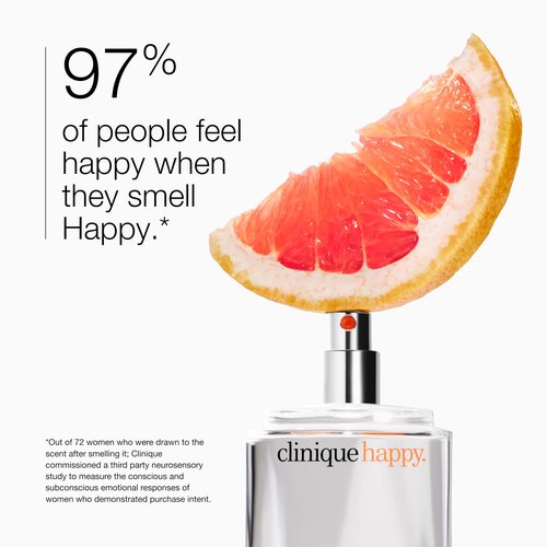 Clinique Happy Eau de Parfum Spray | Notes of Grapefruit, Bergamot, Hawaiian Wedding Flower + Spring Mimosa | Perfumes for Women, Mini Travel Size, 0.34 Fl Oz