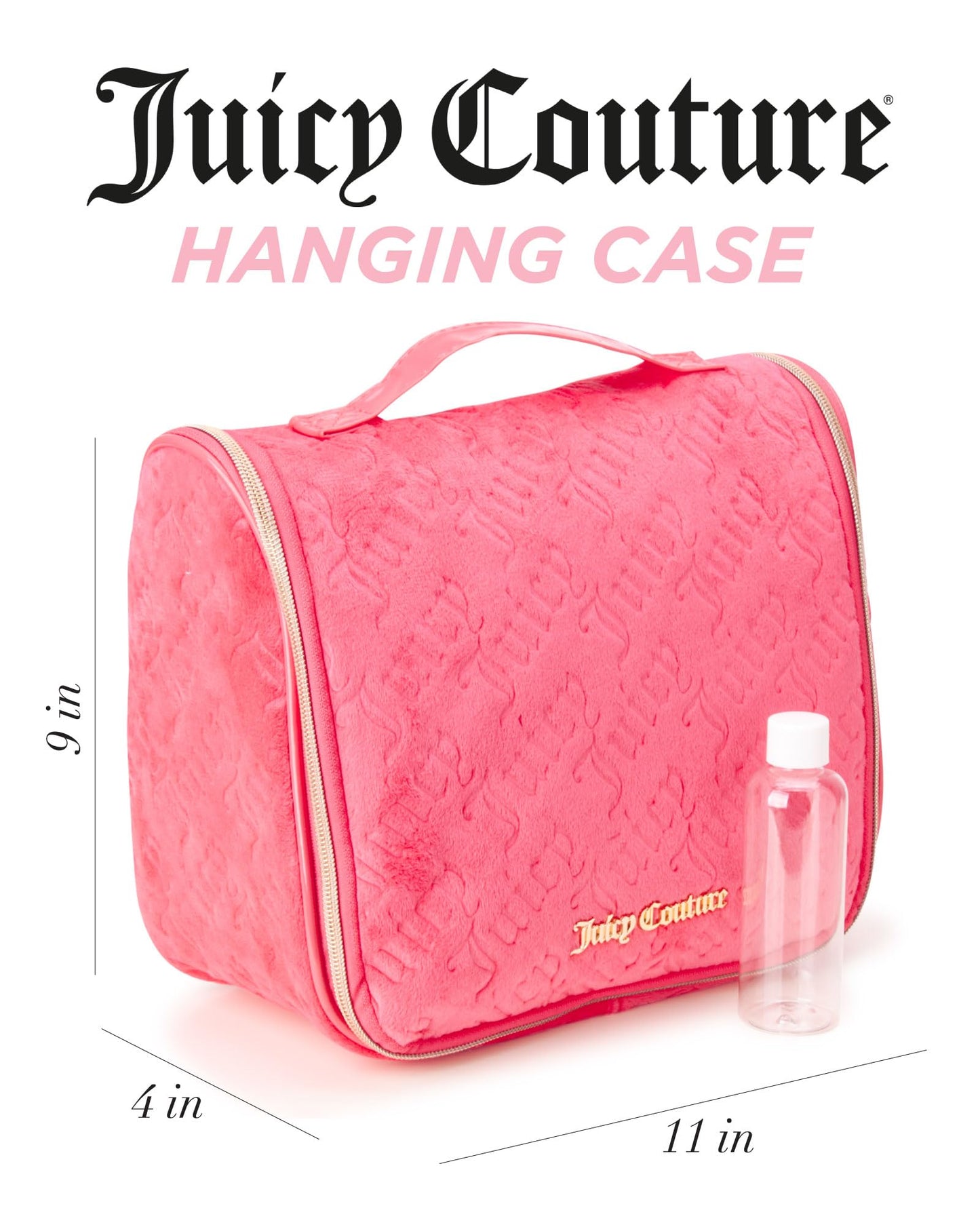 Juicy Couture Women's Cosmetics Bag - Hanging Travel Makeup and Toiletries Kit - Makeup Accessories Organizer Case with Hook, Size One Size, Peach