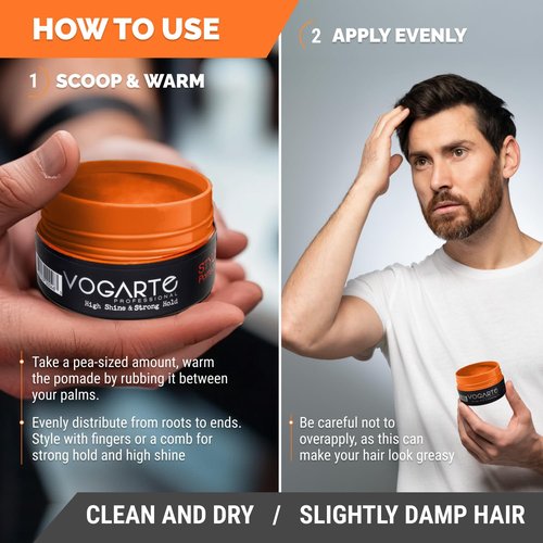 Regine Switzerland Hair Styling Pomade - Strong Hold & Medium Shine, Water-Based, 3.52 oz
