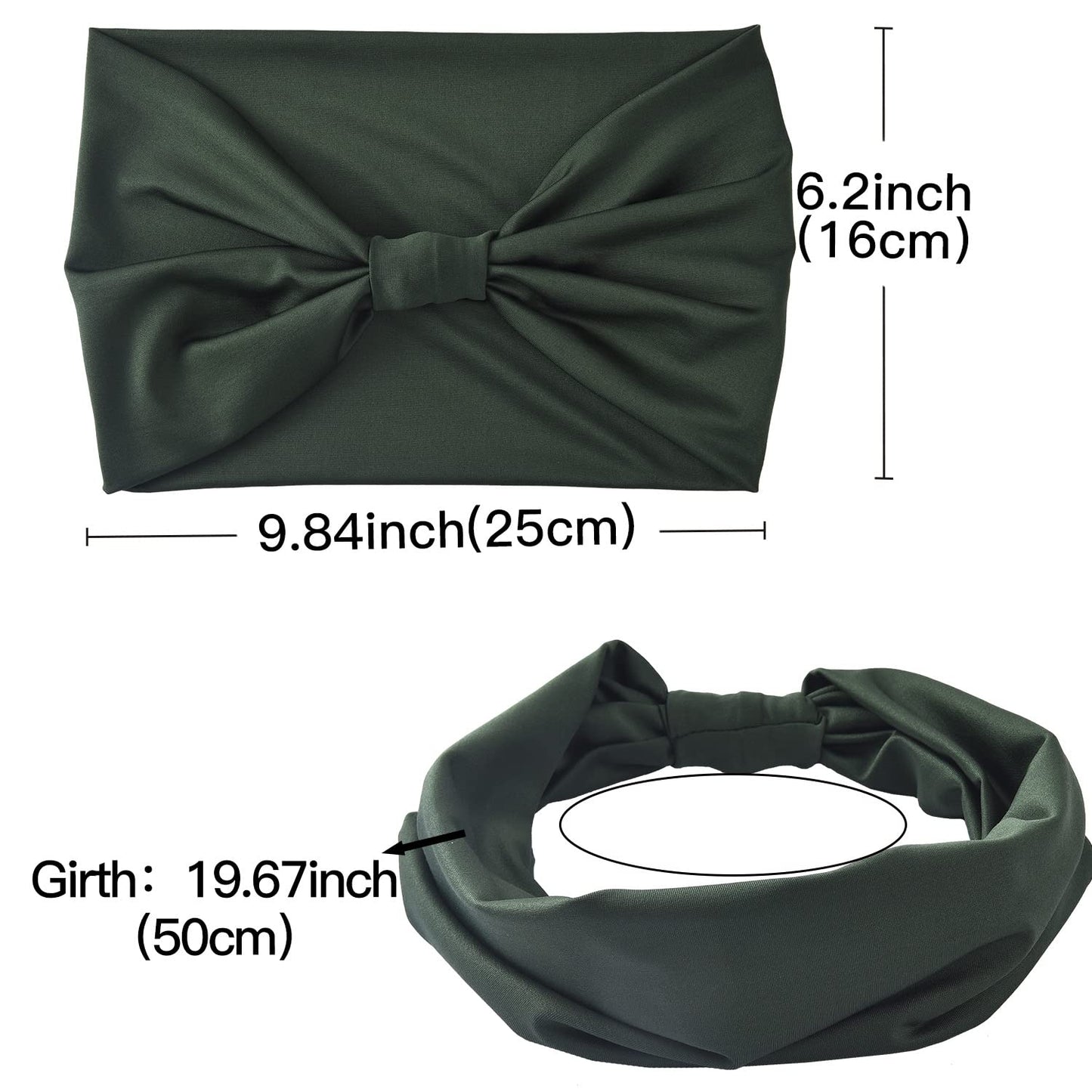 Yeshan Women's Wide Boho Knotted Non-Slip Turban Headwraps - Stretchy Bandeau Hair Bands for Sports, Yoga, Workouts, Pack of 8
