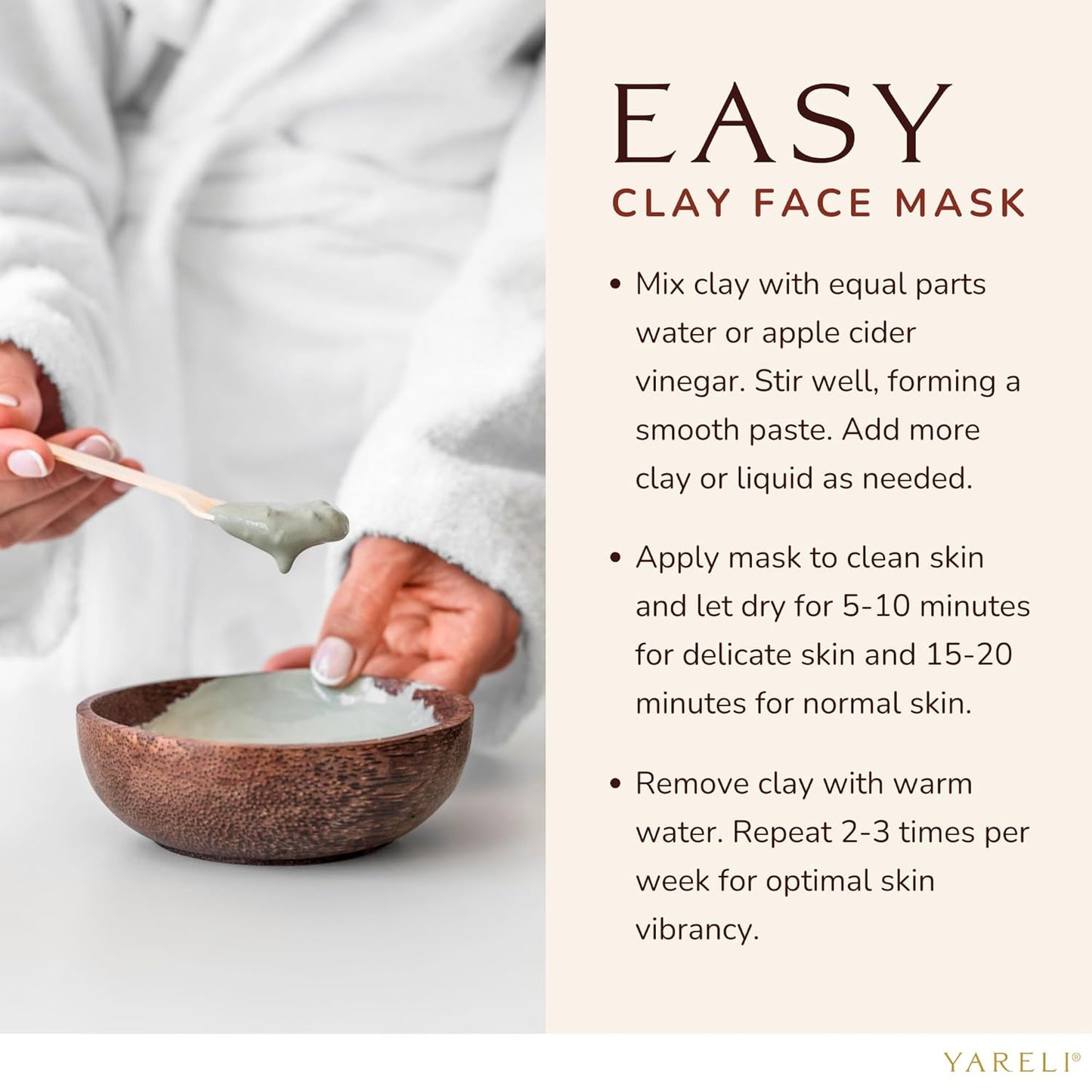 YARELI Bentonite Clay Powder - Pure Indian Healing Facial Mask & Cleansing Bath, 2lb (32oz)