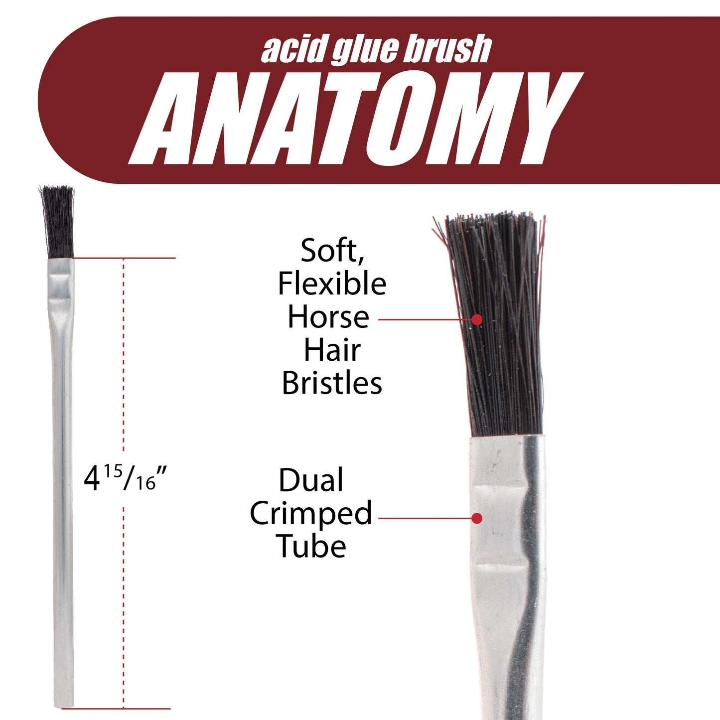 Peachtree Woodworking Supply Fulton Acid Glue Applicator Brushes Made with Horse Hair Bristles | Tin Metal Tubular Ferrule Handle | Ideal for Home, School, and Workshop (144)