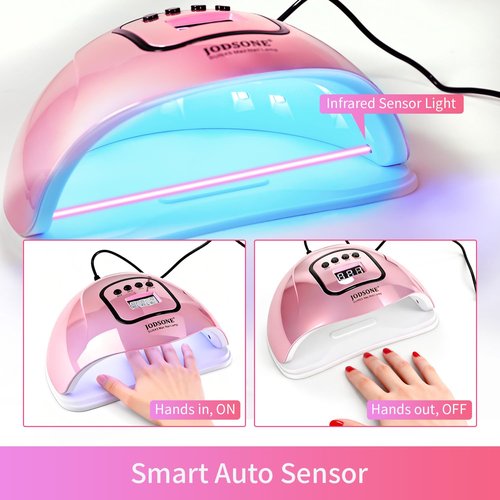 JODSONE Pink U V Nail Lamp for Gel Nail Polish Manicure Light with 4 Timers & Automatic Sensor Nail Dryer Curing LED Light